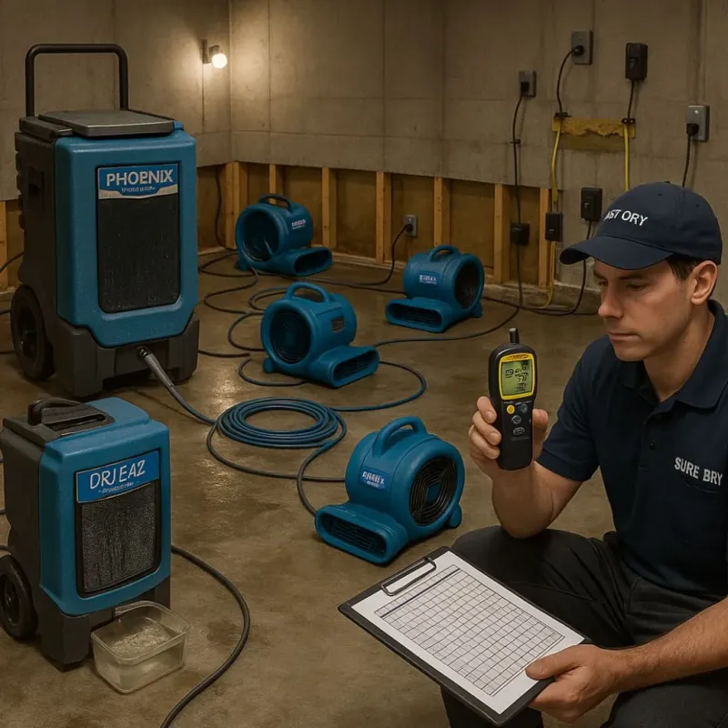 Structural Drying and Dehumidification process in Panola County, TX